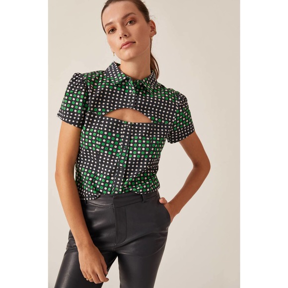 Anthropologie Tops - New Anthropologie Walter Baker Printed Short-Sleeve Blouse $148 MEDIUM Green
